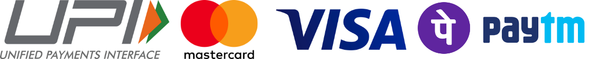Payment Methods - UPI, Visa, Mastercard, Paytm
