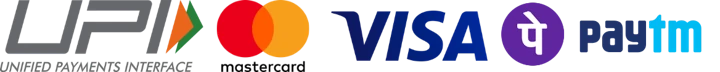 Payment Methods - UPI, Visa, Mastercard, Paytm